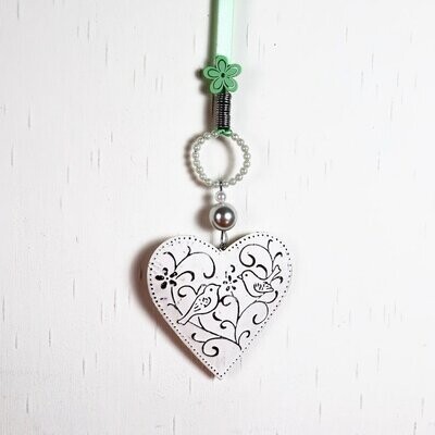 Fensterdeko Herz mit Vögeln Landhausdeko weiß