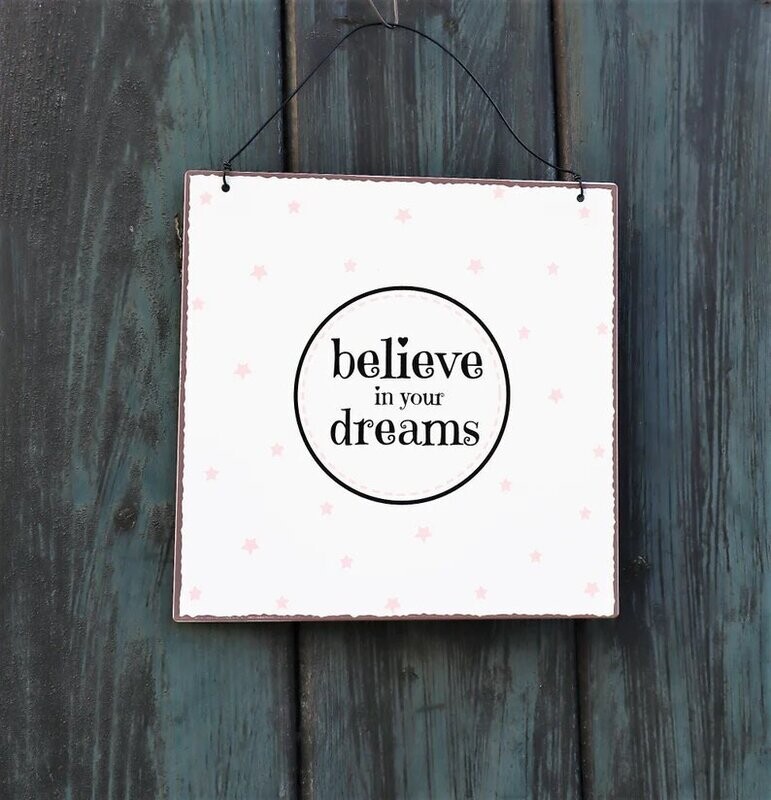 Deko Schild Spruchschild Metall believe