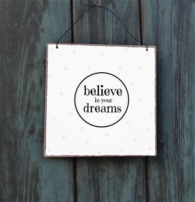 Deko Schild Spruchschild Metall believe