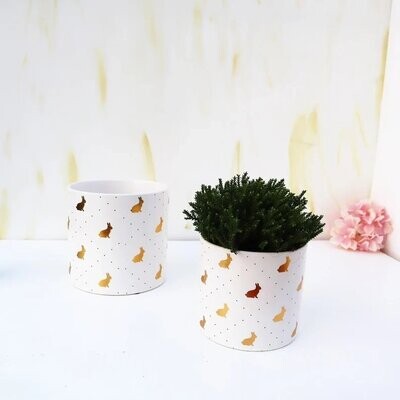 Pflanztopf Hase weiß Ostern klein, Floristikdeko