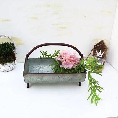 Pflanzschale Metall Metallkorb mit Griff groß