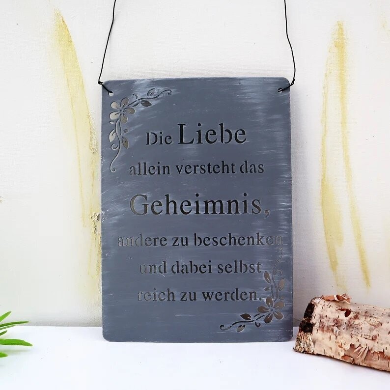 Deko Schild aus Metall mit tollem Spruch/ die Liebe