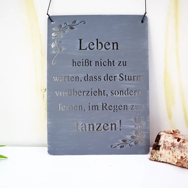 Deko Schild aus Metall mit tollem Spruch/ Leben heißt