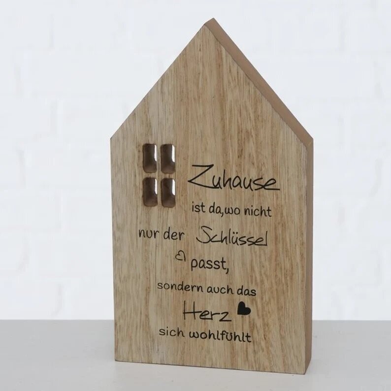 Aufsteller Haus Deko Schild Haus Holz braun