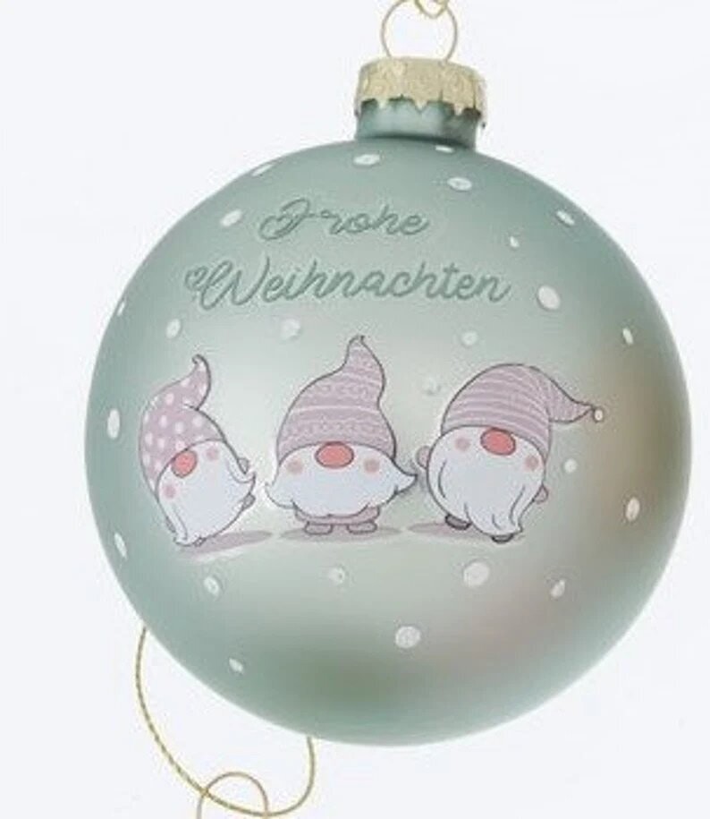 Weihnachtsdeko Glaskugeln Wichtel Christbaumschmuck hellblau