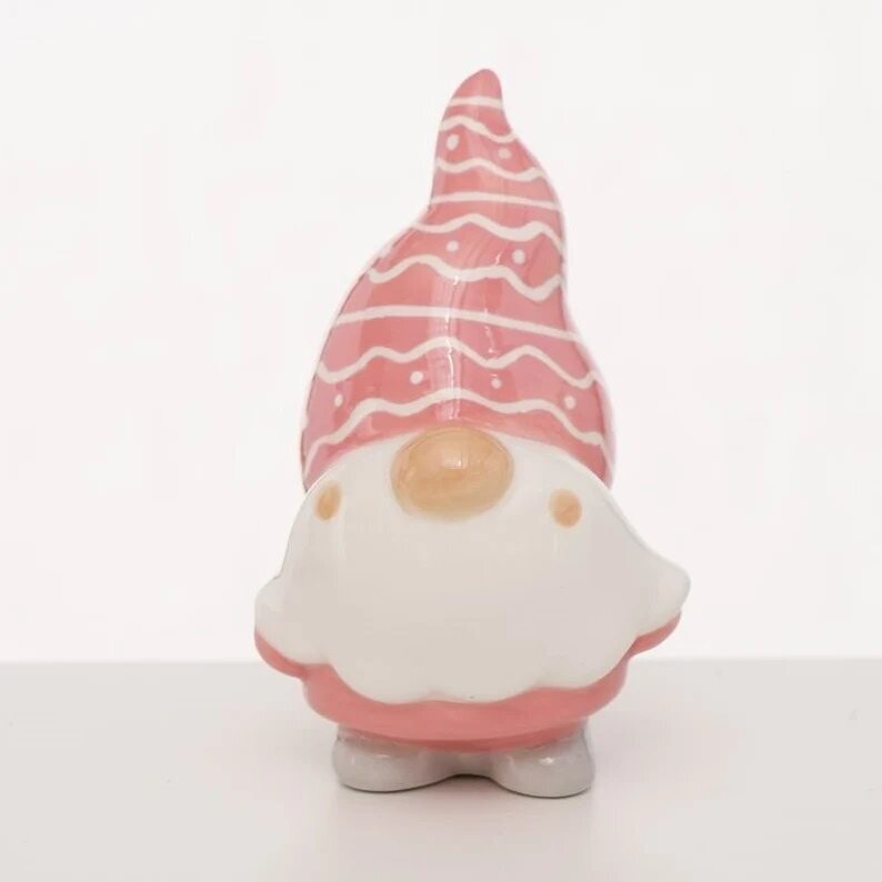 Weihnachtsdeko Wichtel in rosa weiß mit Wellen