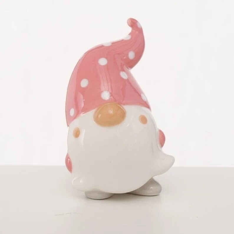 Weihnachtsdeko Wichtel in rosa weiß mit Punkten