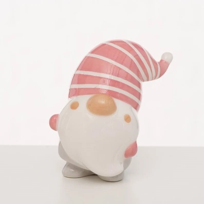 Weihnachtsdeko Wichtel in rosa weiß mit Streifen
