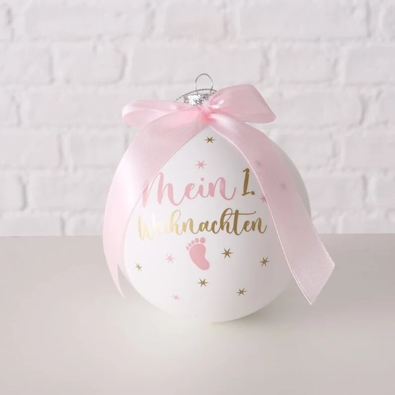 Weihnachtsdeko Glaskugeln Babys erstes Weihnachten Christbaumkugeln rosa 1 Fuß