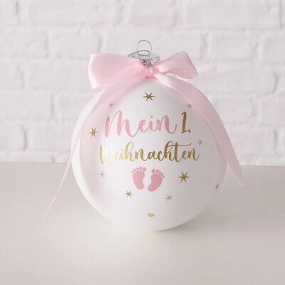 Weihnachtsdeko Glaskugeln Babys erstes Weihnachten Christbaumkugeln rosa 2 Füße