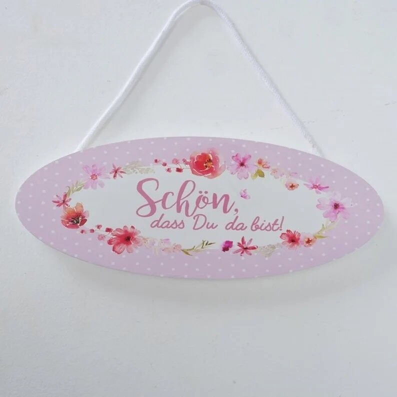 Deko Schild Spruch  Floristikdeko rosa