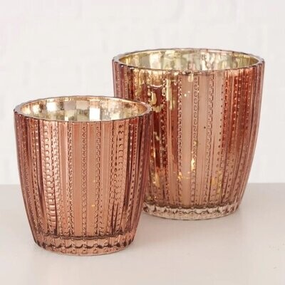 Windlichtglas rosa 2er Set Stückpreis 4,95 Euro Teelichtglas Streifen