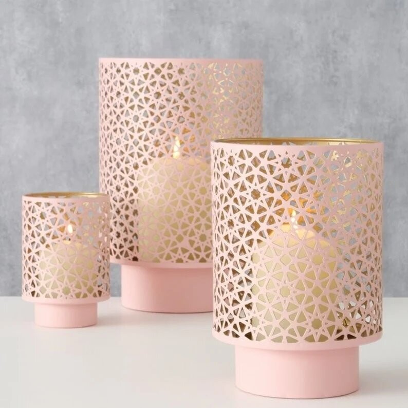 Windlicht Kerzenhalter rosa klein