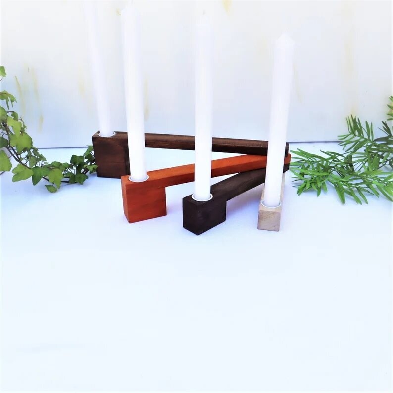 Kerzenleuchter 4 Armig Holz modern #2