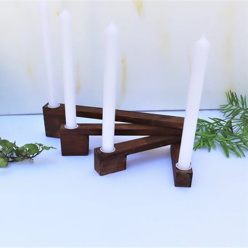 Kerzenleuchter 4 Armig Holz modern #3