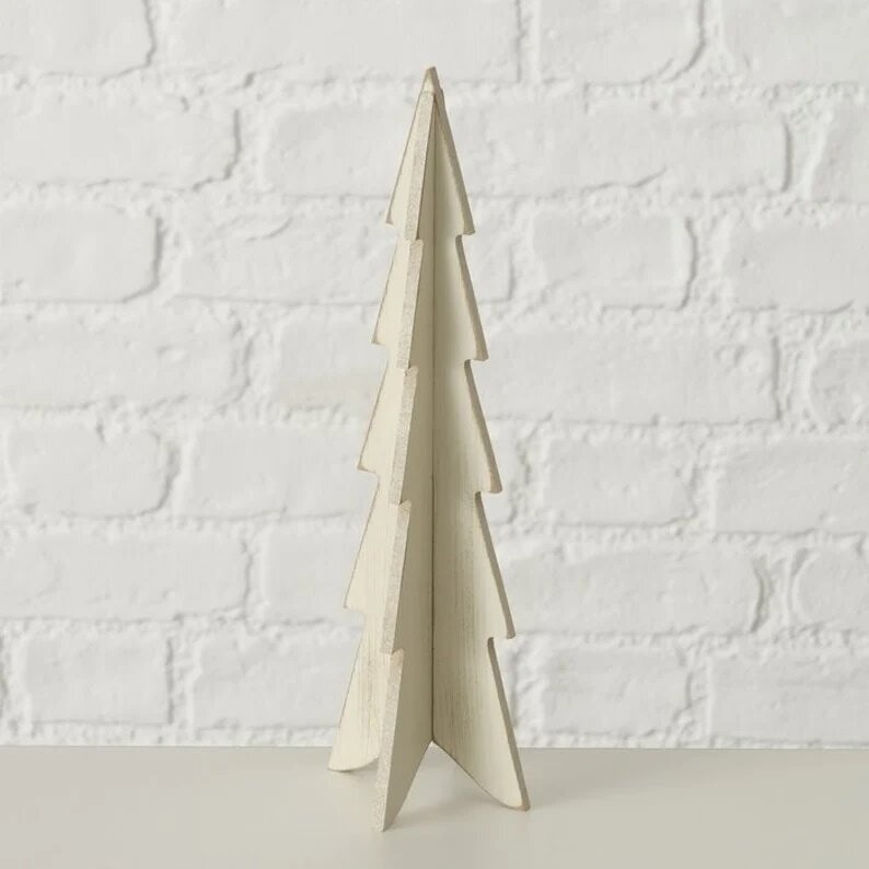 Tannenbaum aus Holz wollweiß groß Stecksystem