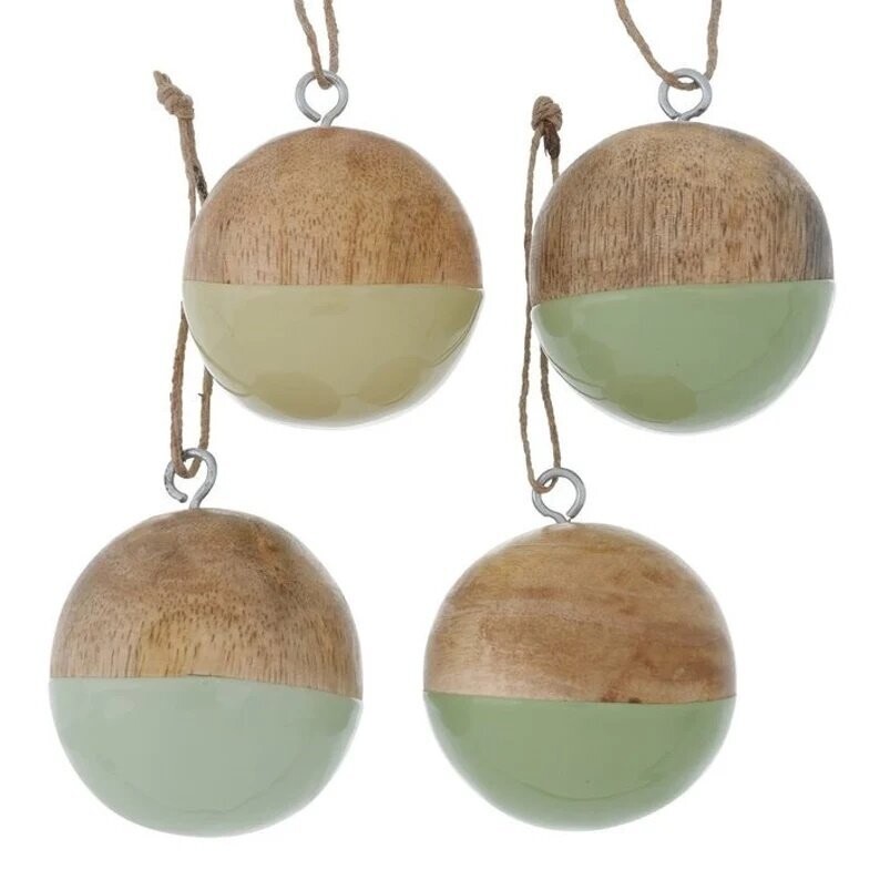 Weihnachtskugel Holz 4er Set grün Töne 3,10 Stück