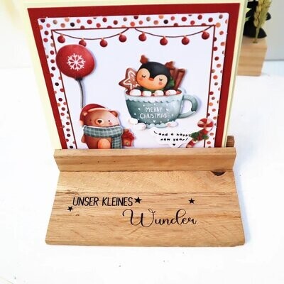 Kartenhalter aus Holz mit Spruch Fotohalter GLÜCKSMOMENTE