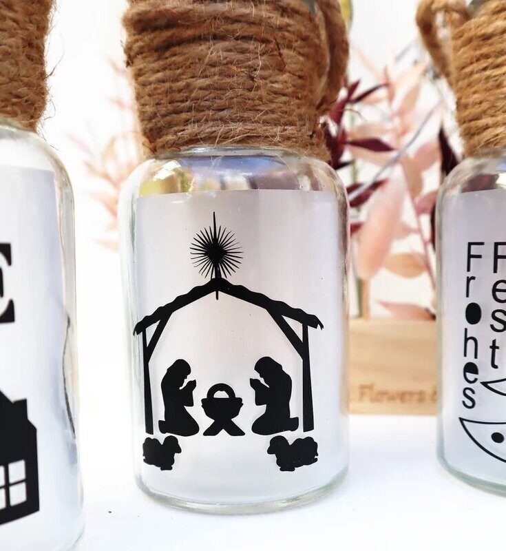 Deko Flasche mit LED Beleuchtung KRIPPE