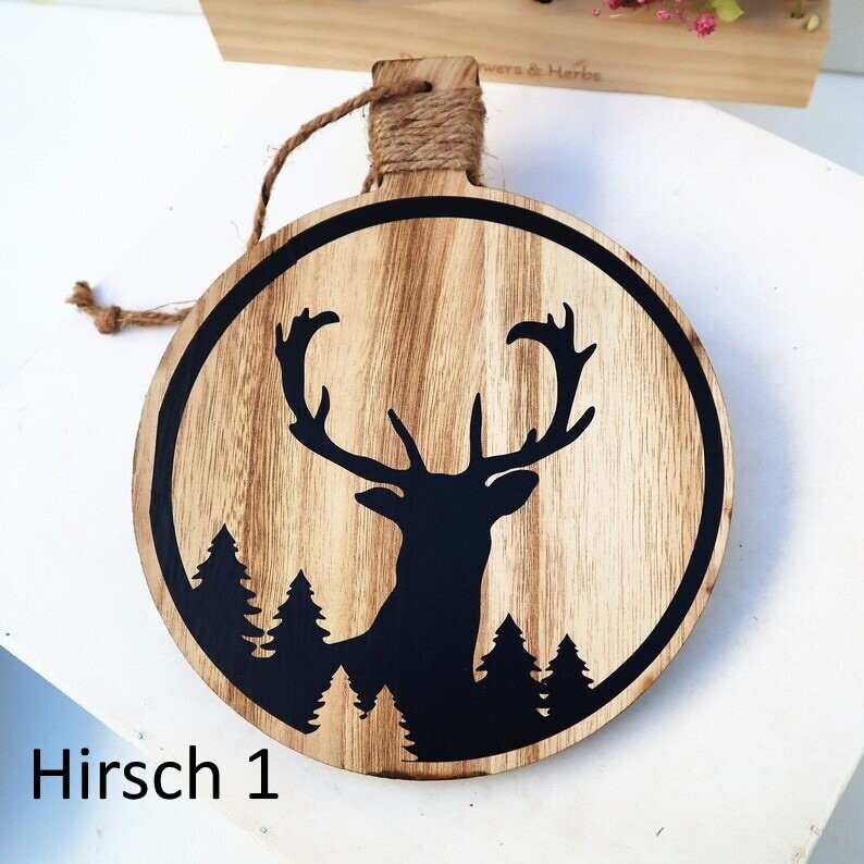 Weihnachtsdeko Schild mit Spruch HIRSCH 1