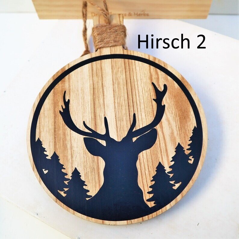 Weihnachtsdeko Schild mit Spruch HIRSCH 2
