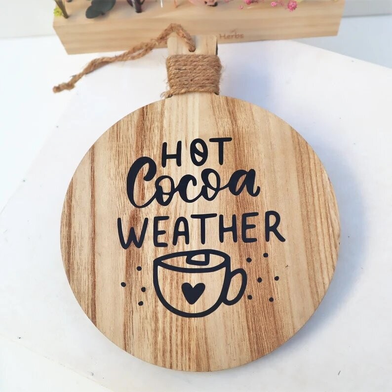 Weihnachtsdeko Schild mit Spruch HOT COCOA....