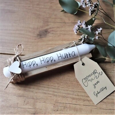 Kerze mit Spruch Hipp, Hipp, Hurra  Geburstagskerze Kerzen Geschenk