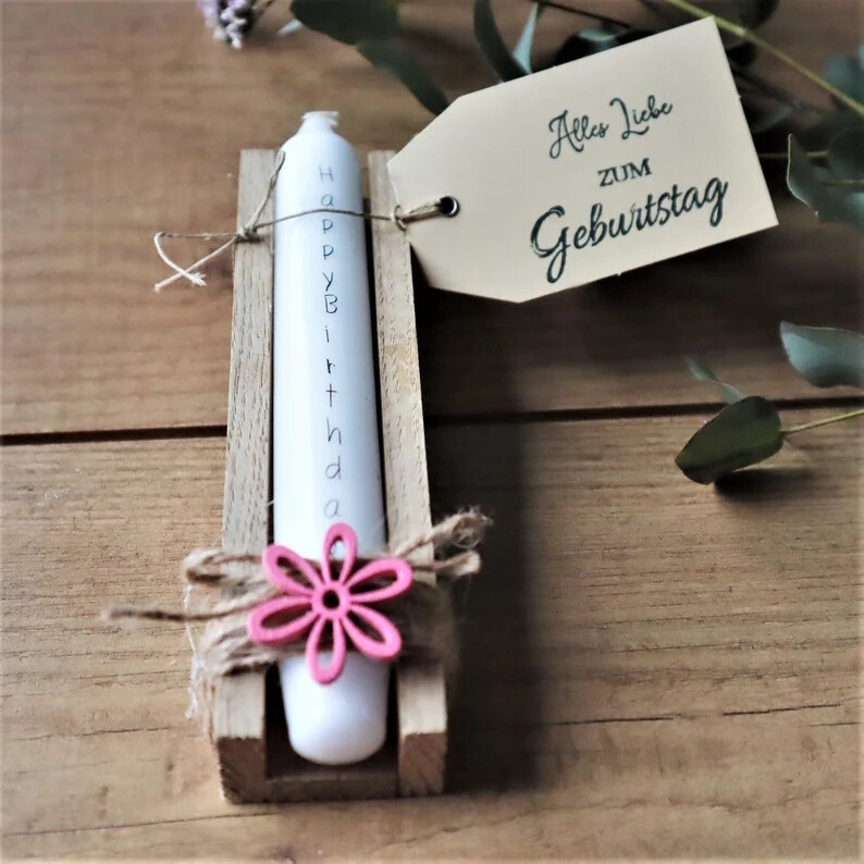Kerze mit Spruch Happy Birthday Geburstagskerze Kerzen Geschenk