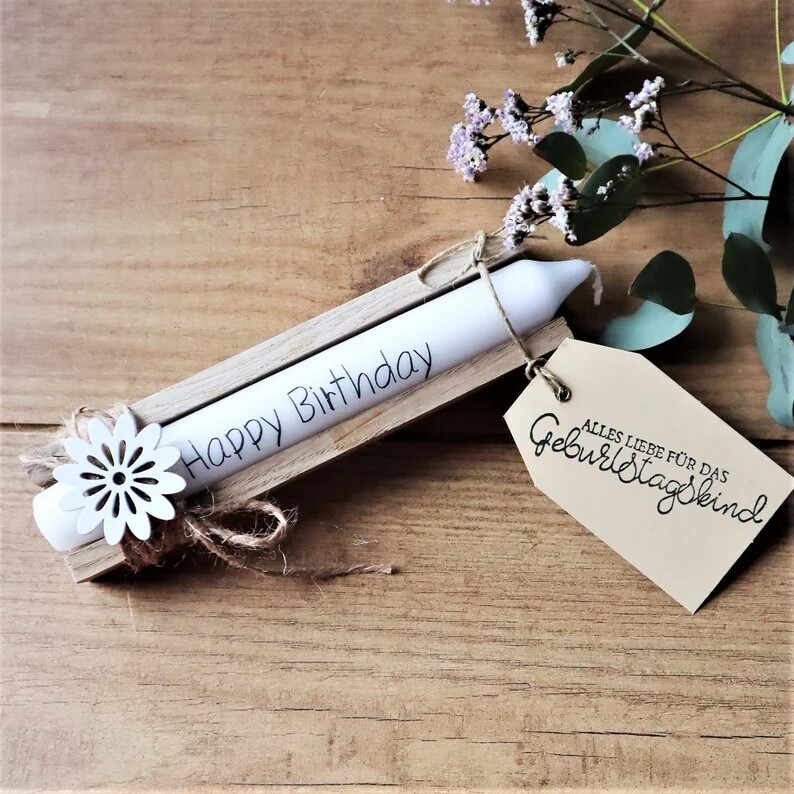 Kerze mit Spruch Happy Birthday #2 Geburstagskerze Kerzen Geschenk