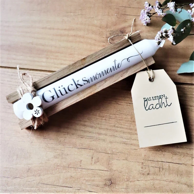 Kerze mit Spruch Glücksmomente Kerzen Geschenk