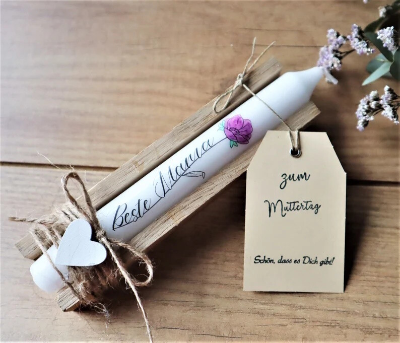 Kerze mit Spruch Beste Mama Muttertagsgeschenk