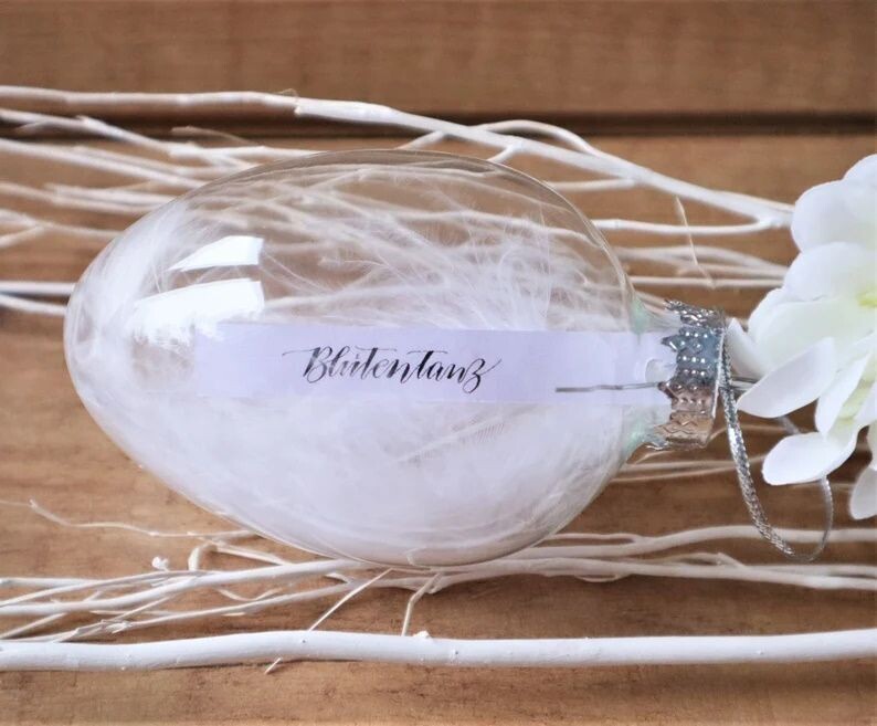 Osterdekoration Osterei Glas mit Spruch Blütentanz klein
