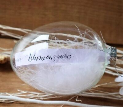 Osterdekoration Osterei Glas mit Spruch Blumenzauber groß