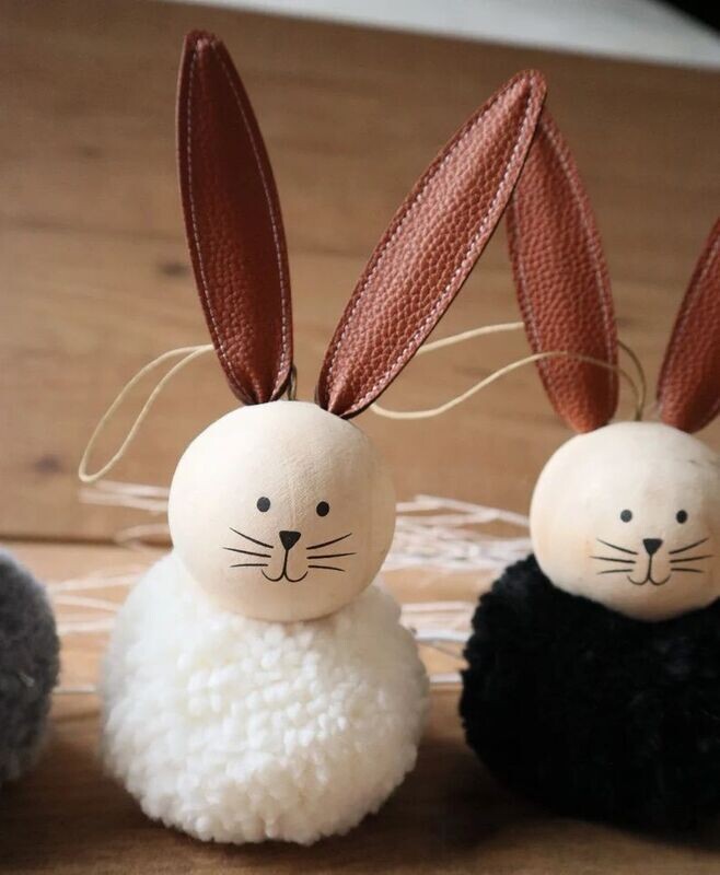 Frühlingsdeko Oster Hase zum Hängen 3 Farben groß weiß