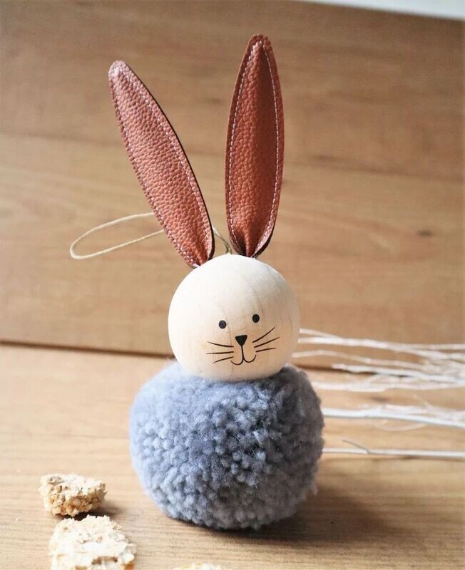 Frühlingsdeko Oster Hase zum Hängen 3 Farben groß grau