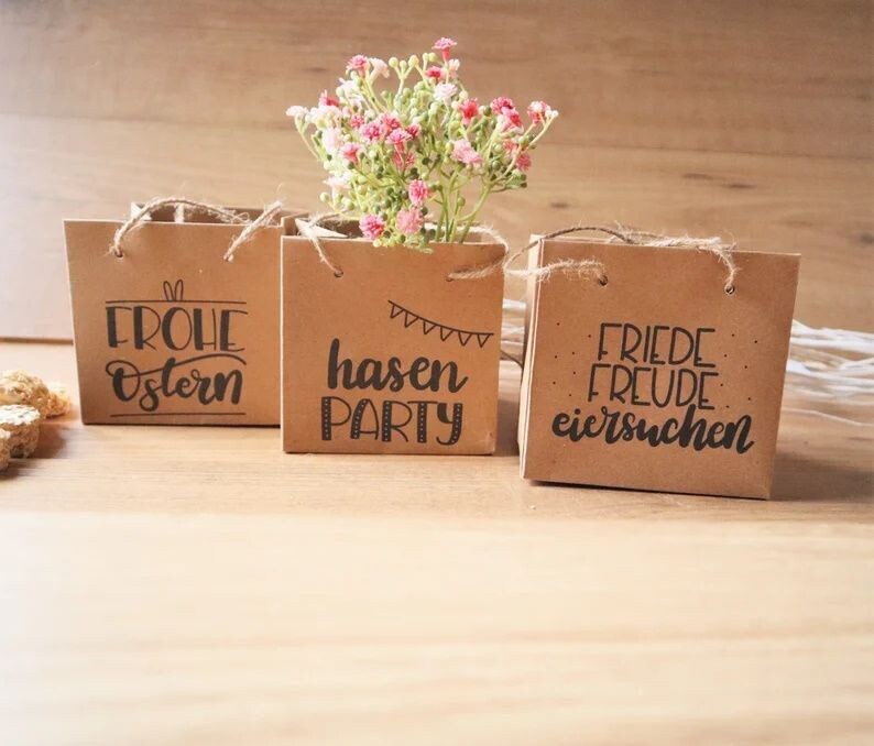 Geschenktasche Ostern aus Kraftpapier 3er Set Stückpreis 2,50 Euro
