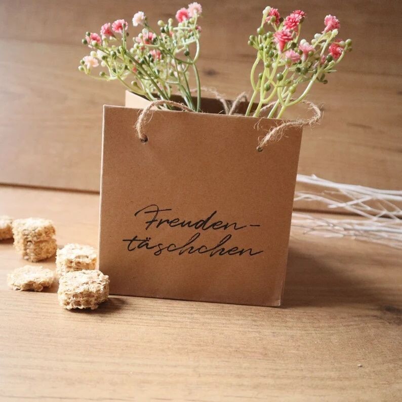 Geschenktasche Freudentäschchen aus Kraftpapier 2er Set Stückpreis 2,90 Euro