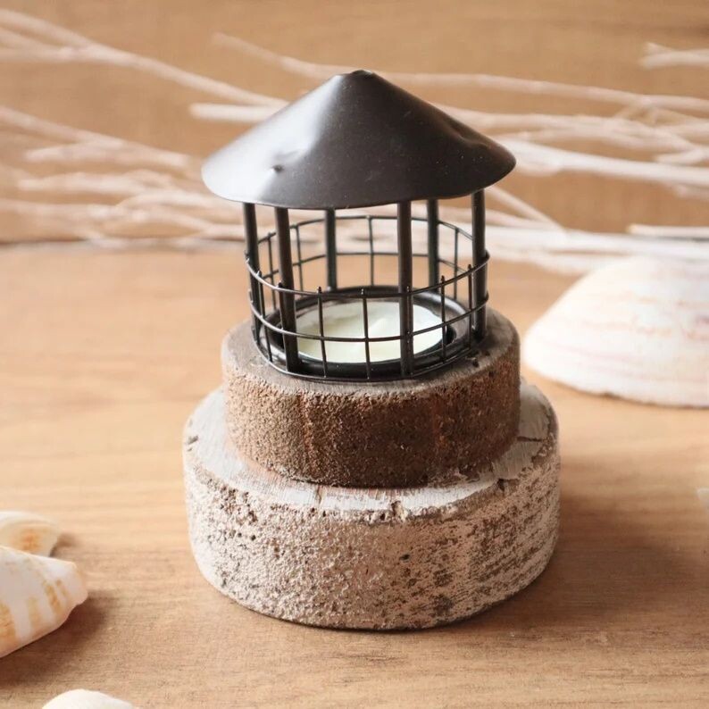 Holz Teelichterhalter Leuchtturm