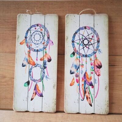 Deko Schild Traumfänger 2 Varianten #2 TRAUMFÄNGER MIT FEDERN Deko Schild Traumfänger 2 Varianten #2 TRAUMFÄNGER MIT FEDERN