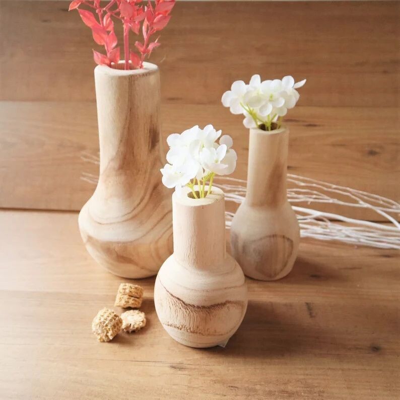 Holz Vase in 3 Größen GROß