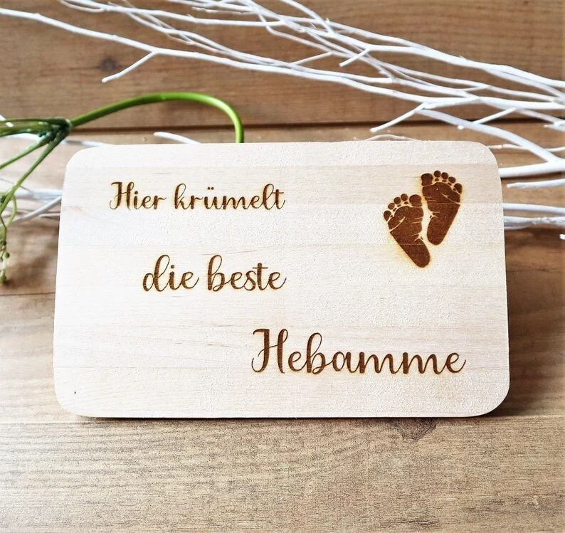 Frühstücksbrettchen beste Hebamme Holz