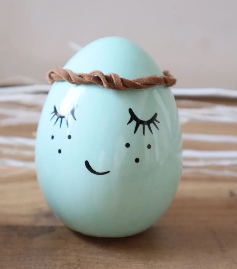 Frühlingsdeko Osterei ZART TÜRKIS GROSS