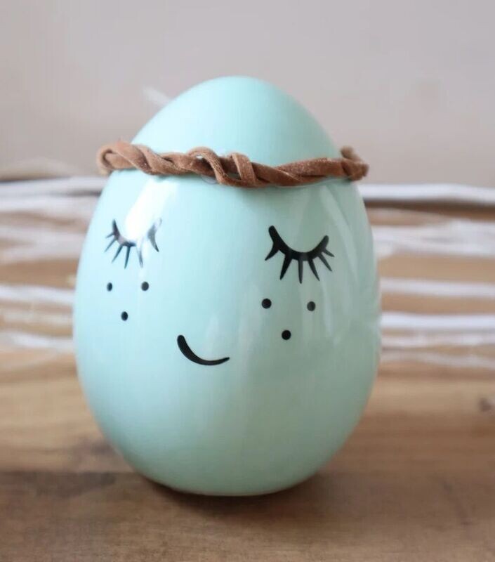 Frühlingsdeko Osterei ZART TÜRKIS
