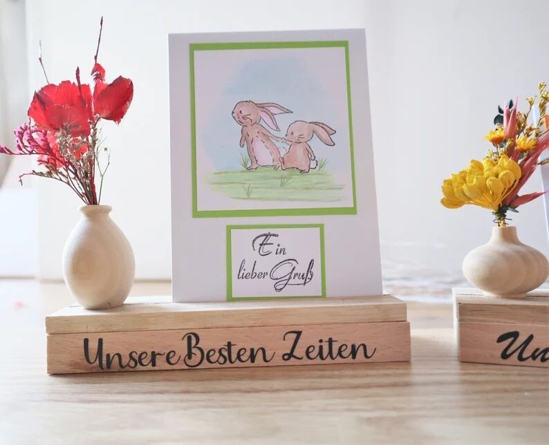 Fotohalter Kartenhalter mit Trockenblumen UNSERE BESTEN ZEITEN