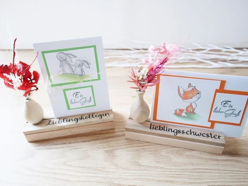 Fotohalter Kartenhalter mit Trockenblumen vers. Varianten