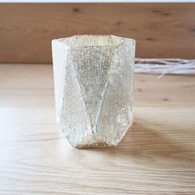 Windlichtglas weiß edel Teelichtglas