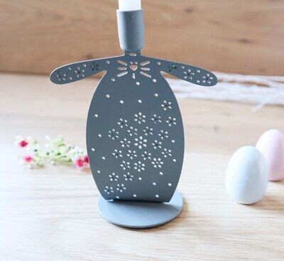 Kerzenhalter Hase grau