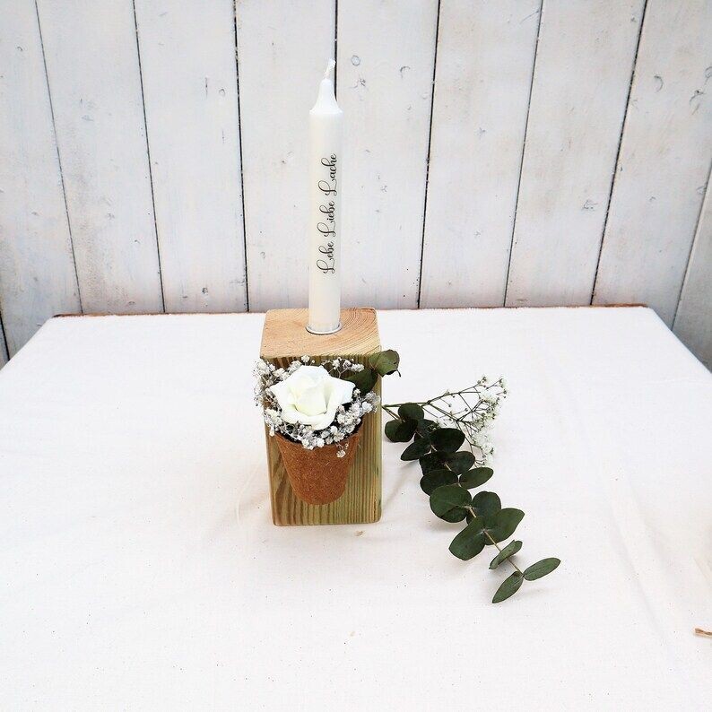 Kerzenhalter Kerzenständer Holz Geschenk Lebe Liebe