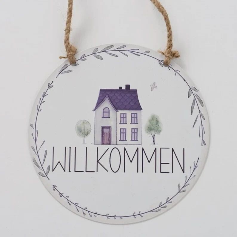 Türkranz Fensterschmuck Schild rund 3 Motive WILLKOMMEN