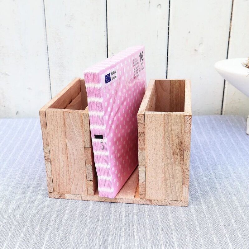 Besteckhalter mit Serviettenhalter aus Holz